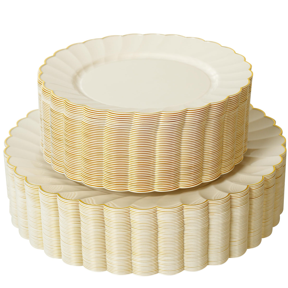 200 PCS Baroque Clear Gold Dinnerware Set for 25 Guests,Gold Rimmed Heavy Duty Plastic Disposable Plates for Party Wedding with Napkins,25Dinner Plates,Dessert Plates,Spoons,Forks,Knives,Cups