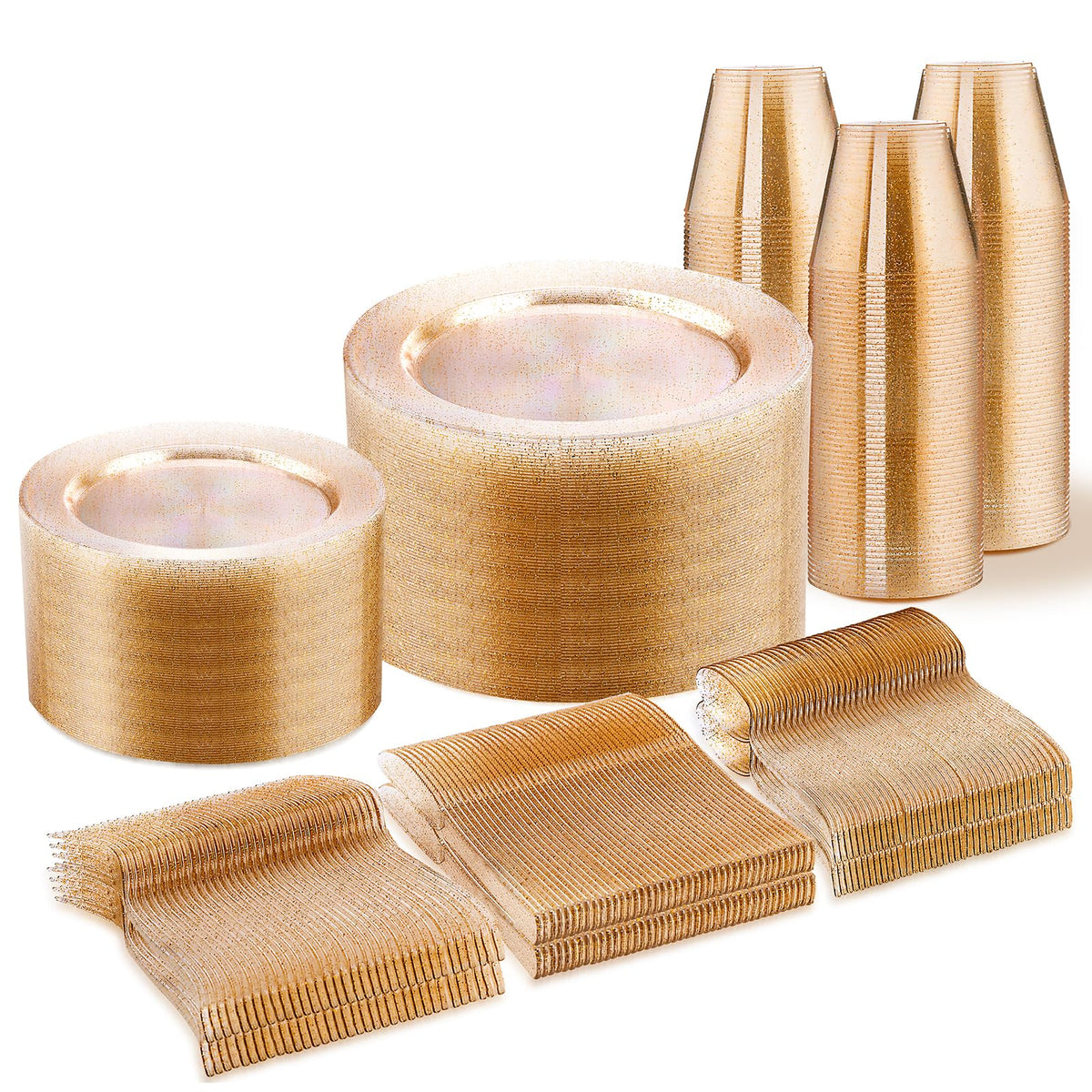 WELLIFE 600 PCS Silver Disposable Dinnerware Set for 100 Guests