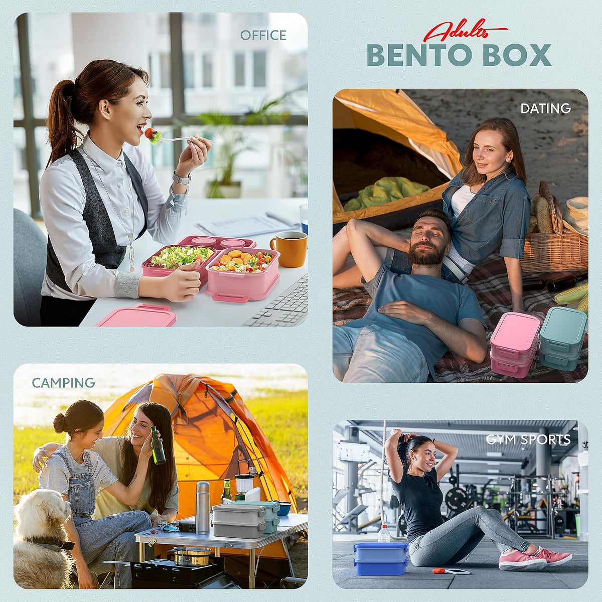 Jelife Bento Box Adult Lunch Box, 72oz Stackable Bento Lunch Box for Adults