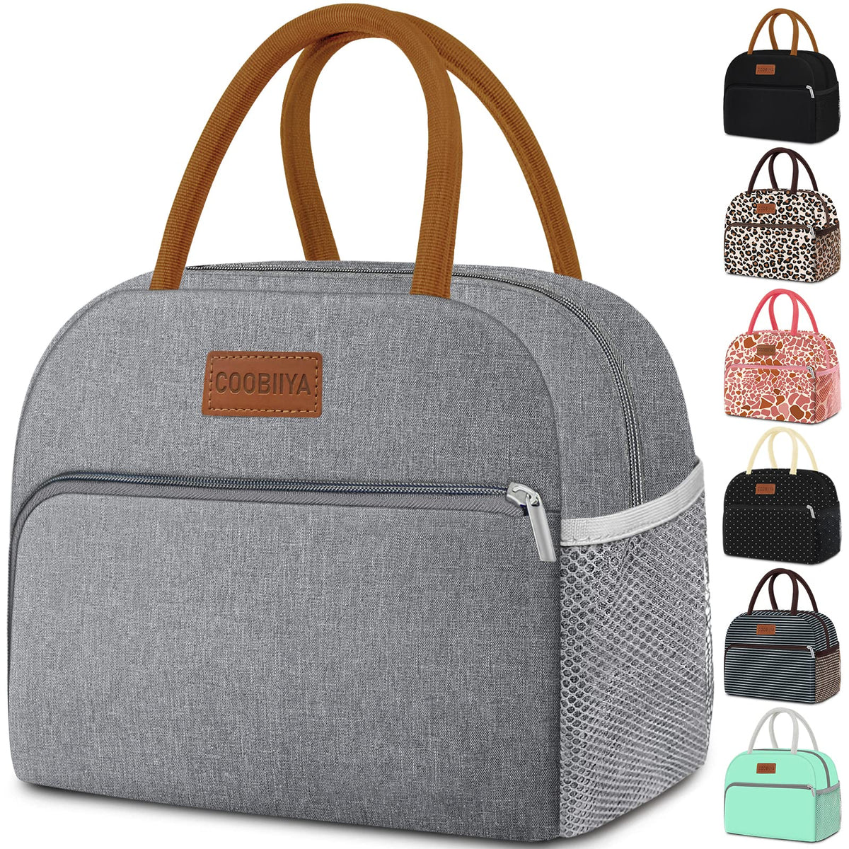 Coobiiya Lunch Bag Lunch Box for Women Men, Reusable Cute Corduroy Lunchbag - Leakproof, Insulated LunchBox Tote with Large Capacity, Dot