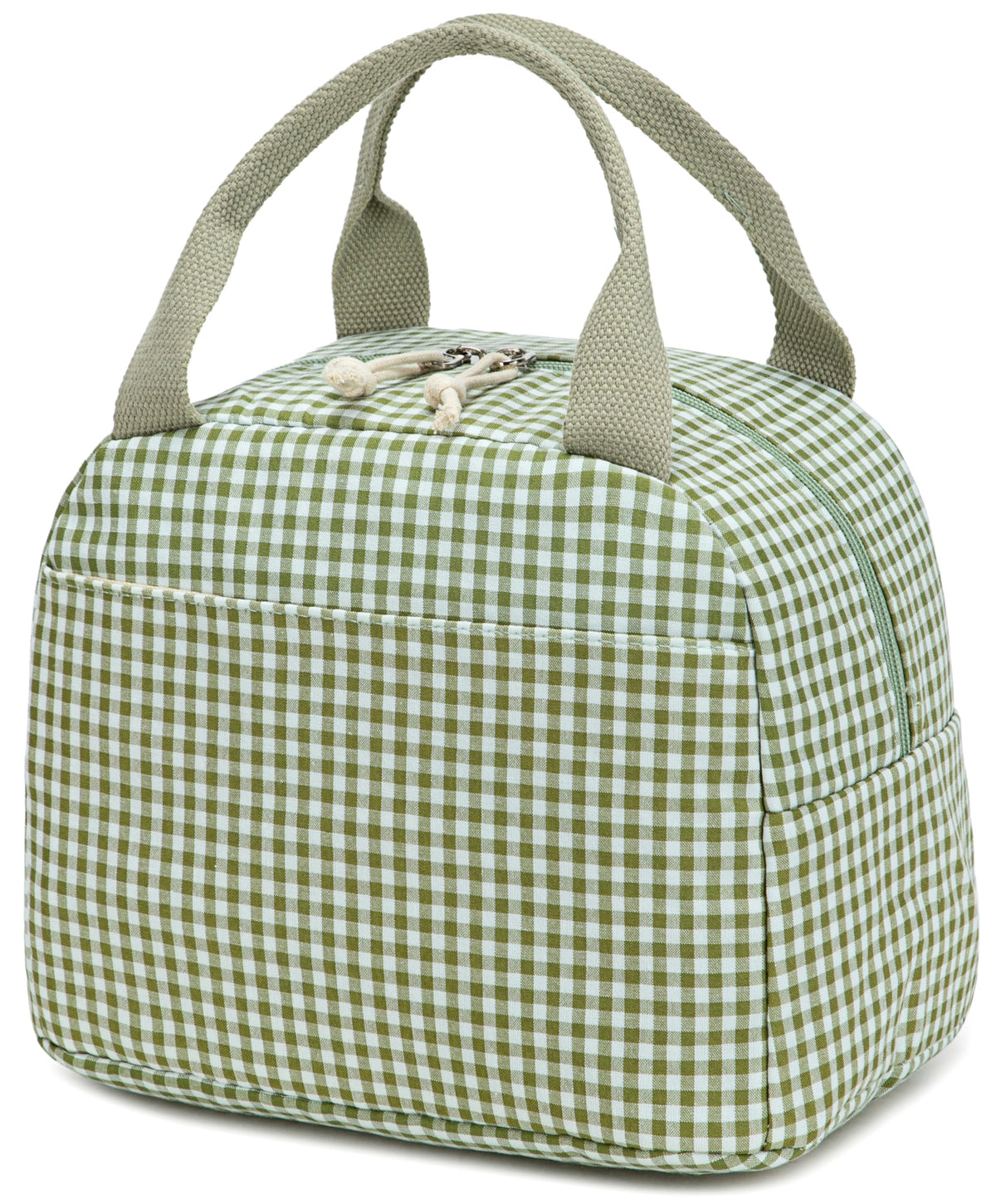 Bluboon Lunch Box for Women Cute Lunch Bag Reusable Insulated Lunch Bags Large Capacity Lunchbox Cooler for Work Picnic or Travel Gifts (A Sage Green White Stripes, 10 x 7.5 x 8 inches)