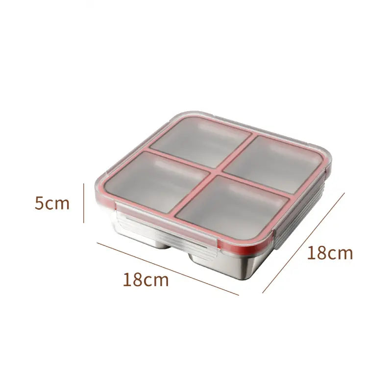 Stainless Steel Bento Lunch Box - 4-Compartment Reusable Snack Container, Leak-Proof, Dishwasher Safe, Portable Adults' Stainless Steel Food Storage Container for Camp Kitchen Meal Prep, Travel Gear