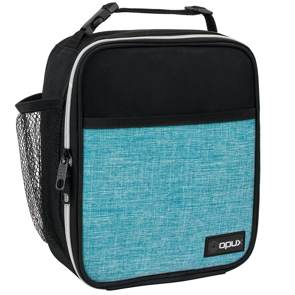 opux Insulated Lunch Bag for Kids Boys Girls, Small Compact Lunch Box with Wide Opening & Mesh Pockets, Reusable Lunch Pail for School, Work, Adults, Men, Women, Charcoal Grey