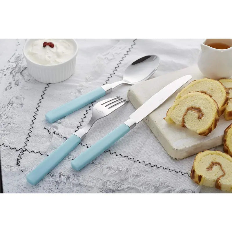 Silverware Set Stainless Steel Colorful Tableware Kitchen Flatware Set Utensils, Includes Dinner , Forks, Spoons & Dessert Spoons (Turquoise, 16 count)