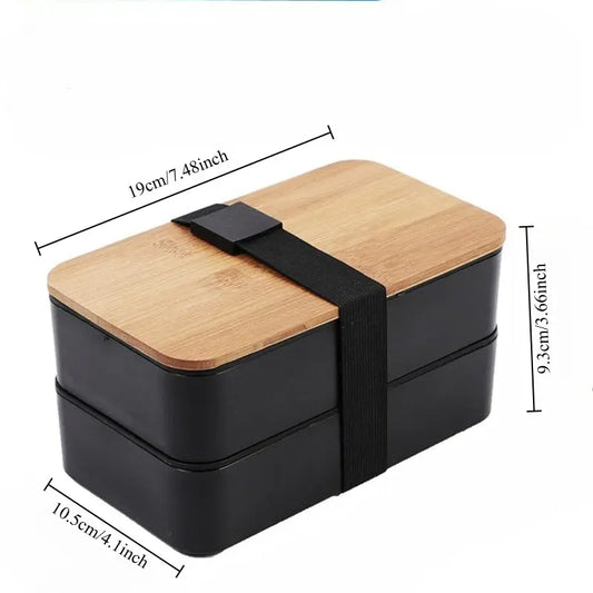 Double-Layer Japanese Leakproof Lunch Box Set, Includes Insulated Food Bag, Large-Capacity Compartment, Microwave Safe Plastic Container, Lunch Box With Containers