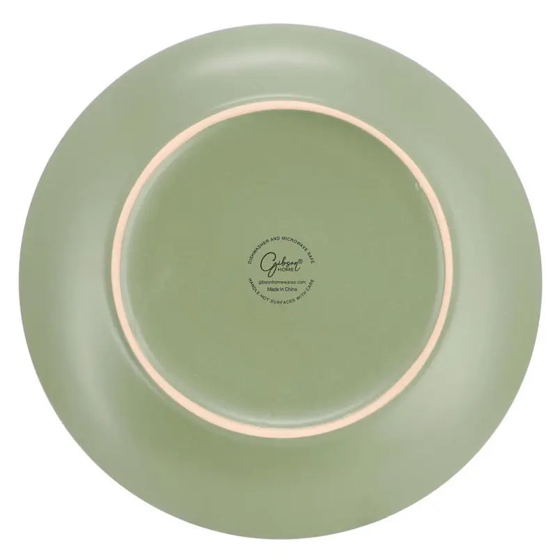 Gibson Home Everyday Plus 12 Piece Round Stoneware Dinnerware Set in Green