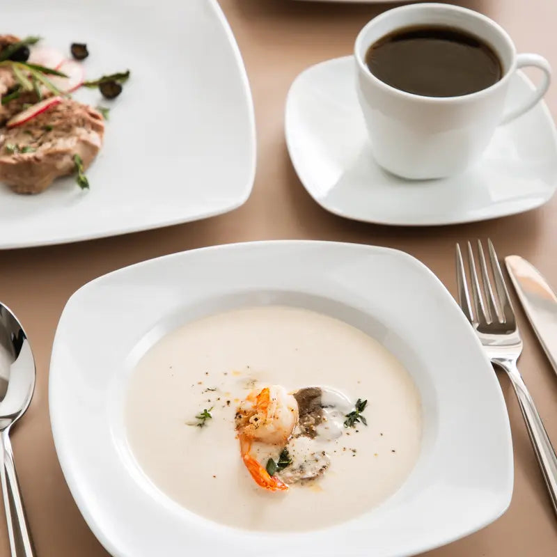 MALACASA Dinnerware Sets, Grey White Plates and Bowls Sets for 6, 18/30 Pieces Mordern Square Dinnerware Sets, Series Julia Winter Holiday