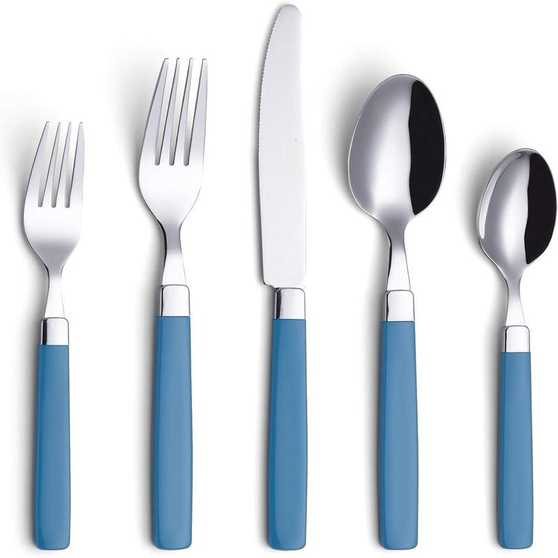Silverware Set Stainless Steel Colorful Tableware Kitchen Flatware Set Utensils, Includes Dinner , Forks, Spoons & Dessert Spoons (Turquoise, 16 count)