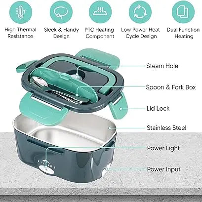 Electric Lunch Box Food Heater, 110V 12V 24V, Food Warmer for Office, Truck, Car, Work, With Removable Stainless Steel Container, Loncheras Electricas Para Calentar Almuerzo Plastic Portable Tableware