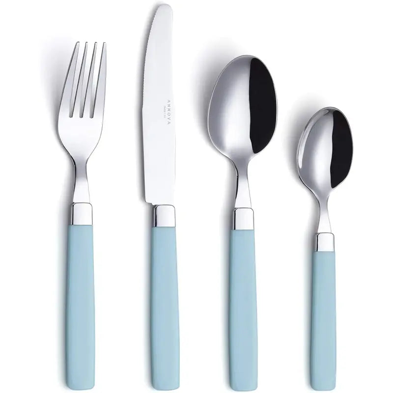 Silverware Set Stainless Steel Colorful Tableware Kitchen Flatware Set Utensils, Includes Dinner , Forks, Spoons & Dessert Spoons (Turquoise, 16 count)