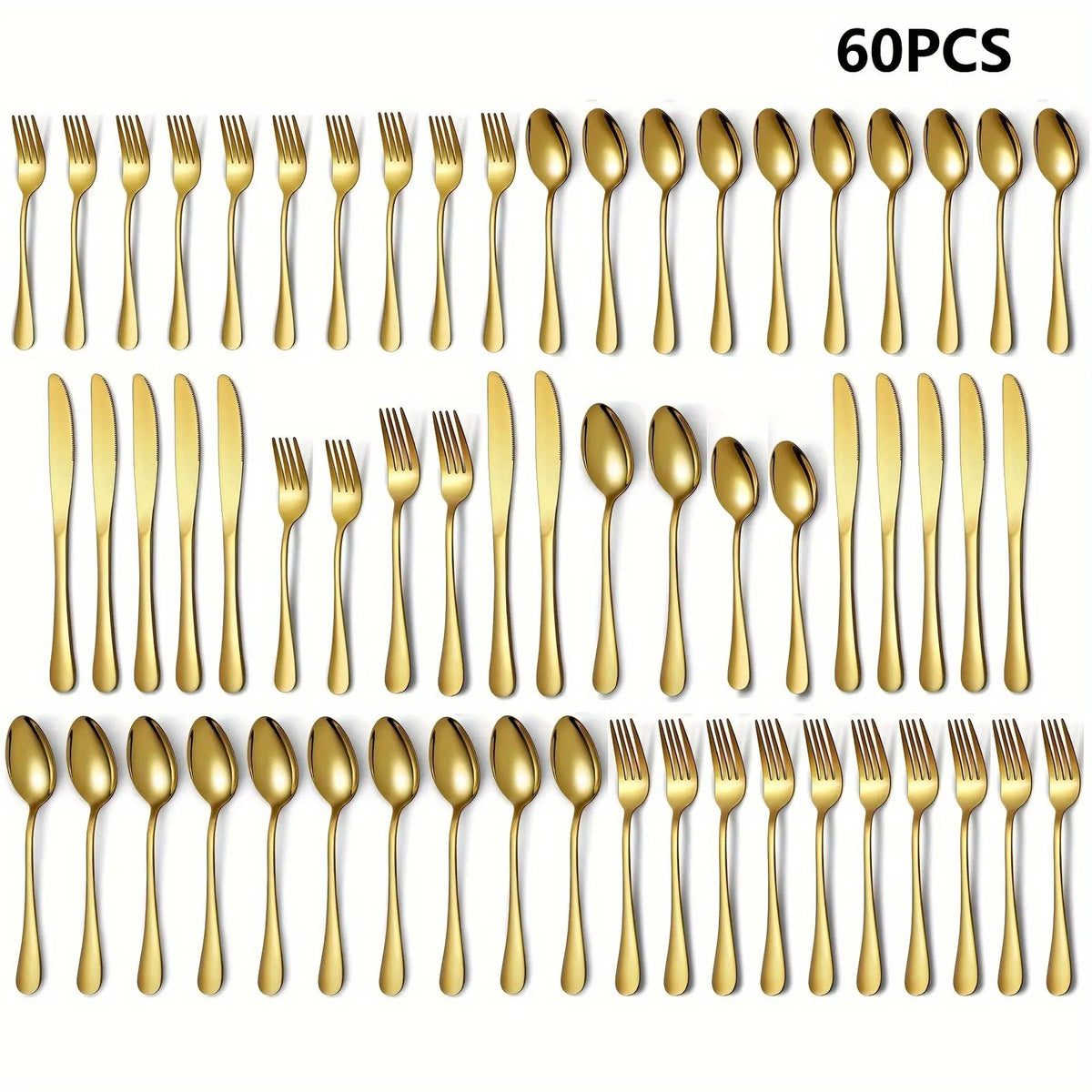 Stainless Steel Cutlery Set, Fork And Spoon Set, 30/60pcs Dinnerware Service Set Including Dinner Spoon, Tea Spoon, Dinner Fork, Salad Fork, Dinner Knife, Ideal for Home, Restaurant, Parties & Wedding, Kitchen Set Cutlery Utensils