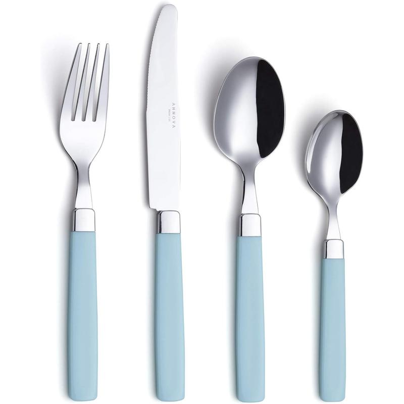 Silverware Set Stainless Steel Colorful Tableware Kitchen Flatware Set Utensils, Includes Dinner , Forks, Spoons & Dessert Spoons (Turquoise, 16 count)